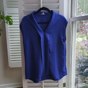 Jodifl Royal Blue Cap Sleeve Flowy Blouse